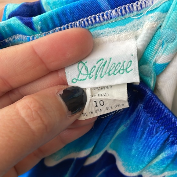 70s DeWeese Swimsuit blue scallop one piece size 10 - Picture 5 of 10